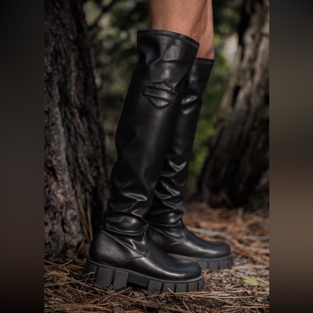 Harley Davidson Boots Size 5.5 Women's Moto Knee High Over the knee Black Biker